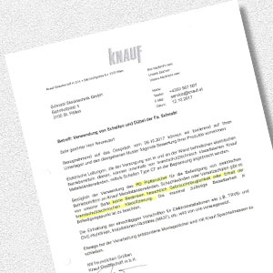 Download certificate for Statement on the panel anchor (Knauf)