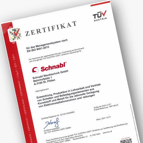 Download Zertifikat für Schnabl Management TÜV