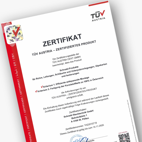 Download Zertifikat für TÜV Austria Produktzertifikat